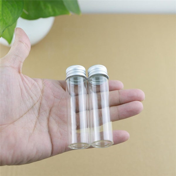 22 * 80mm 20ml kleine Glasflaschen Testtube Silber Schraubverschluss Lagerung GLAS Gläser Mini Behälter transparente Vial Flaschen