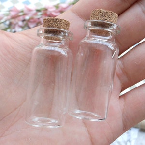 10 Mini glass bottles with corks 22x50mm