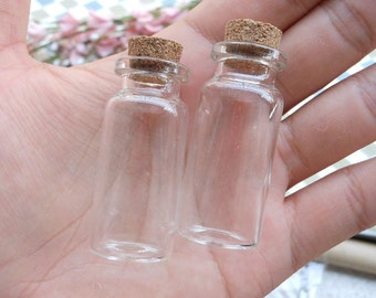 10 Mini glass bottles with corks 22x50mm