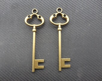SALE--6 PCS Elegant Vintage Style Antique bronze Key Charm Pendant 25mmx80mm