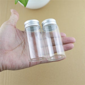 Mini garrafas de vidro 37*80mm 60ml, tubo de ensaio de garrafas de vidro com tampa de rosca prateada, frascos de vidro de armazenamento, mini recipientes, garrafas transparentes
