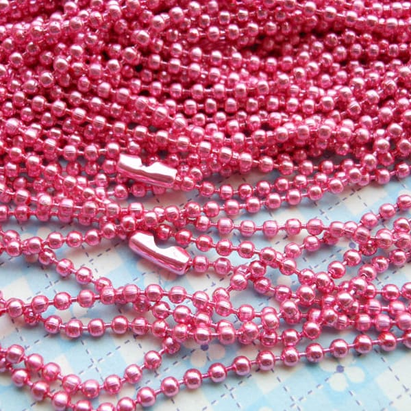 SALE--50 pcs 27inch, 2.4 mm Pink Ball Chain Necklaces