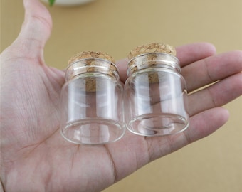 Mini botellas de vidrio 25ml 37 * 40mm botellas de vidrio de almacenamiento con tapón de corcho artesanía jars mini transparente vacío botellas de vidrio regalo