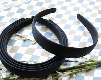 SALE--10 pcs 25mm Black Satin Headbands