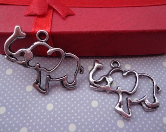 20 pcs Antique Silver Elephant Charms 21mmx30mm