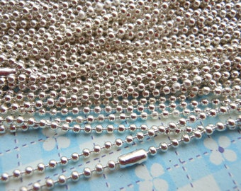 VENTE - 20 pièces en argent plaqué colliers en chaîne boule - 27 pouces, 1.5 mm