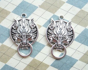 10 pcs of Antique Silver wolf head Charms,wolf head connector,wolf head pendant 27mmx40mm