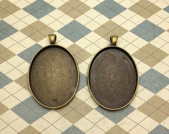 10 piezas de platino antiguo bronce Oval camafeo Base colgantes bandeja partido 30x40mm cabujón