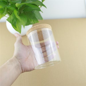 Mini Glass Bottles 1Pcs 450ml 80x100mm Storage Glass Bottles With Cork Stopper Crafts Jars Mini Transparent Empty Glass Bottles Gift