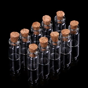 Mini Glass Bottles 0.5/1ml 12x18mm 12x24mm Small Glass Bottles With Clear Cork Stopper Tiny Vials Jars Containers