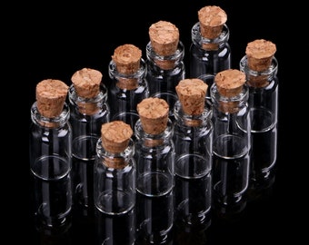 Mini Glass Bottles 0.5/1ml 12x18mm 12x24mm Small Glass Bottles With Clear Cork Stopper Tiny Vials Jars Containers