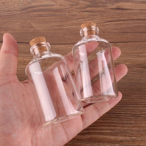 Mini Glass Bottles 50ml/60ml 40x63x12.5mm 40x75x12.5mm Small Glass Bottles with Cork Stopper Empty Spice Bottles Jars Gift Crafts Vials