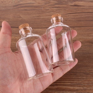Mini Glass Bottles 30ml 36x63x13mm 50ml 42x73 100ml 52x95 Small Glass Bottles with Cork Stopper Empty Spice Bottles Jars Gift Crafts Vials