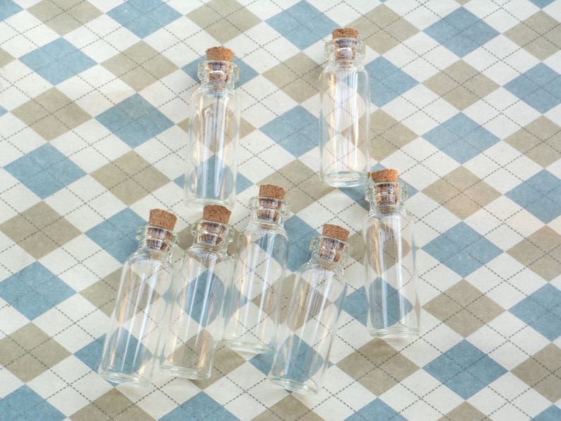 100 Mini glass bottles with corks 15x44mm image 3