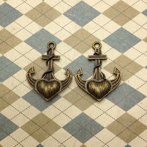 10pcs Antique Bronze 3D Anchor Charm Pendants 28mmx38mm