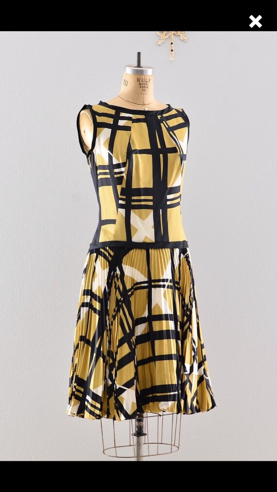 1950s Vintage Dress Drop Waist abstract print madm