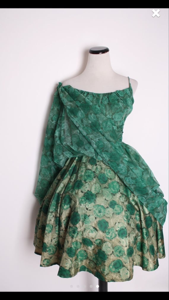 1950S VINTAGE DRESS GREEN