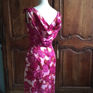 1950s Vintage Party Dress / 50s Vintage Floral 50s Wiggle Dress/50s Cocktail Dress/ 50s Wedding Gown 50s Prom Formal Dress/ Madmen 60s