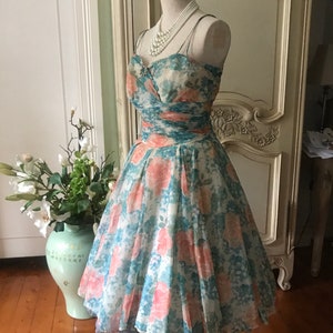 1950-60s Vintage FLORAL VESTIDO COMPLETO