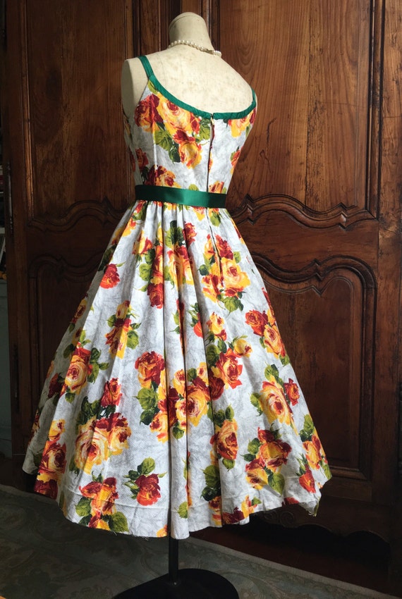 1950s vintage dress floral sundress orange madmen… - image 3