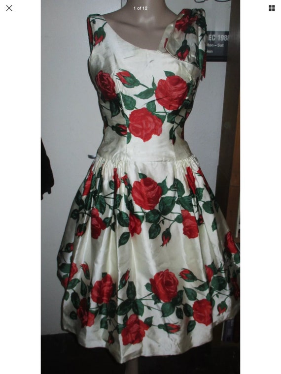 1950's origInal vintage dress Melbray rose