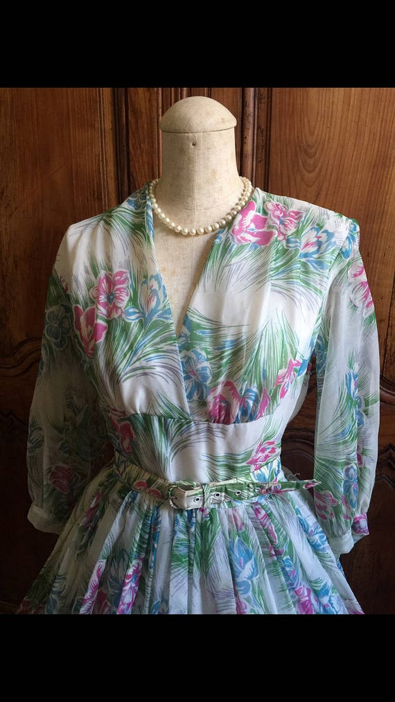 1950s Vintage Beautiful 1950s long sleeve shirt d… - image 2