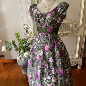 1950 Floral Dress party Vintage Gown