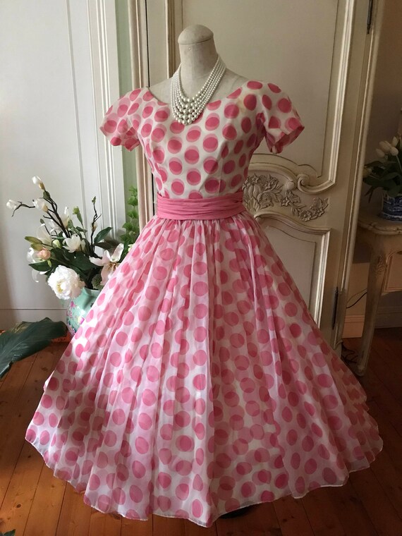 Pink Polka Dot Prom Dress