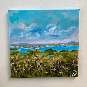 Impresión del puerto de Poole desde las colinas de Purbeck. Impresión giclée de 2,4 x 2,4 m, obra de Marja Brown. Costa de Dorset. Arte mural. Decoración del hogar