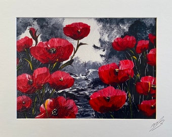 Abstract Poppies/Quality print from original painting,/Poppy Painting/ red poppies/floral art/wall art  decoration/special gift/gift for her