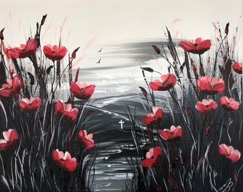 In Memory of the fallen. Giclee print from an original painting. wall art, poppies in a field, home decor, gift for her,