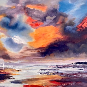 Print of &#39;After the Storm&#39;, stormy skies, from original painting, wall decor, home decoration, fine art, wall art, Seascape painting
