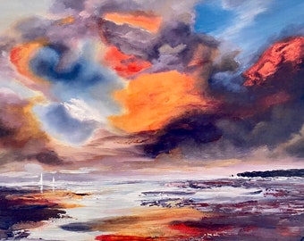 Print of 'After the Storm', stormy skies, from original painting, wall decor, home decoration, fine art, wall art, Seascape painting