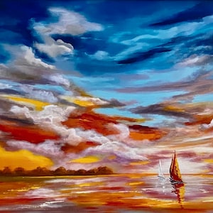 Print of Morning Light, Sunrise Seascape, from original painting, wall decoration, home decor, fine art print, wallart, special gift, Sunset