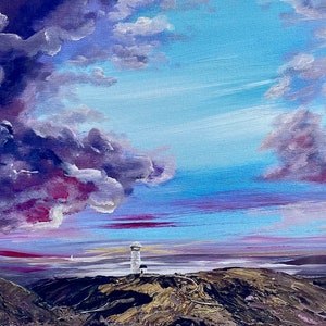 Print of The Lighthouse on the Clifftop from original painting, wall decoration, home decoration, fine art, wall art, wall decoration
