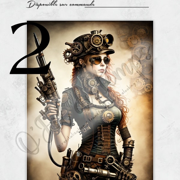 Decoupage paper Steampunk Mechanical woman