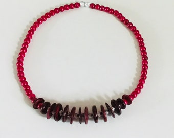 Handmade Cerise Pink Bead Necklace