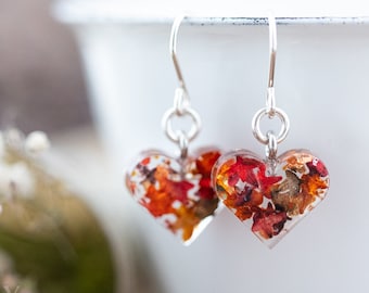 Autumn Earrings / Four Seasons / Dangle Earrings / Pressed Flower Earrings / Nature Jewelry / Resin Earrings / Resin Jewellery