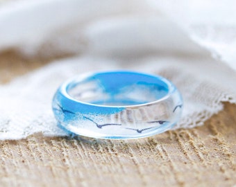 Murmuration Ring / Flock of Birds / Flock of Starlings Jewellery / Nature Jewellery / Handcrafted Ring / Resin Ring / Resin Jewelry