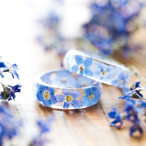 Real Flower Ring / Forget me Nots / Botanical Jewelry / Something Blue / Pressed Flower Ring / Nature Jewellery / Birthday gift / Blue Ring image 1