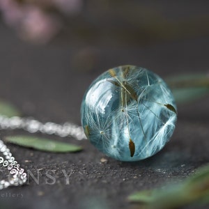 Dandelion Wish Necklace / Water Drop / Dandelion Orb / Dandelion Seed Necklace / Dandelion Necklace / Resin Necklace / Dandelion Jewelry image 2