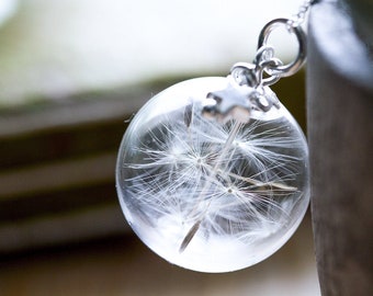 Dandelion Seed Necklace: Glass Globe & Star Charm