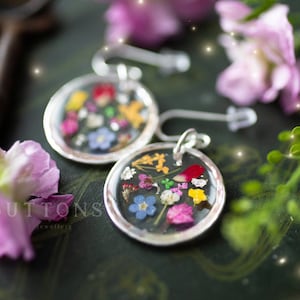 Real Flower Earrings - Flower Confetti - Sterling Silver / Pressed Flower Earrings / Gifts For Her / Resin Jewelry / Whimsical Jewelry