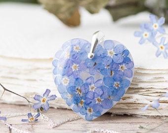 Pressed blue cornflower dangle earrings Bridal dangles botanical terrarium earrings Pressed flower jewelry bachelor button dangles