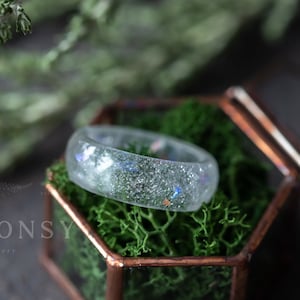 Four Seasons Winter Ring / Snow Ring / Botanical Jewellery / Winter Jewelry / Nature Jewellery / Resin Ring / Glitter Ring / Whimsical Ring image 1