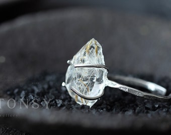 Löwenzahn Ring / Herkimer Diamant / Harz Ring / Rohkristall / Cocktail Ring / Statement Ring / Geschenke für Sie / Boho Schmuck / Herkimer Ring