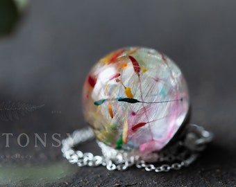 Rainbow Dandelion Wish Necklace / Dandelion Jewelry / Rainbow Necklace / Dandelion Necklace / Birthday Gifts / Gift Ideas / Resin Jewelry