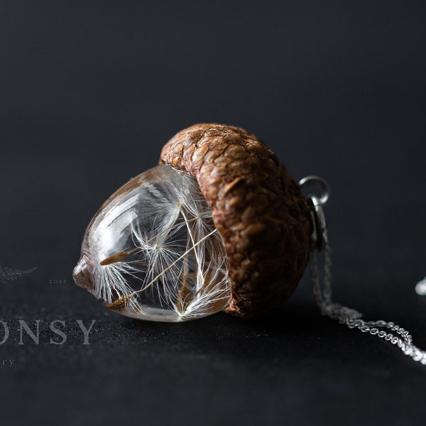 Collier gland pissenlit / « Pissenlit » / Bijoux avec fleurs véritables / Cadeaux pour elle / Collier graines de pissenlit / Collier fée / Design signature