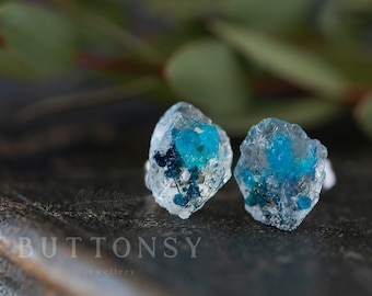 Ice Chip Earrings: Blue Real Pressed Flower Jewelry