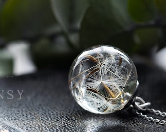 Dandelion Necklace / Dandelion Orb / Dandelion Seed Necklace / Dandelion Necklace / Resin Necklace / Dandelion Jewelry / Resin